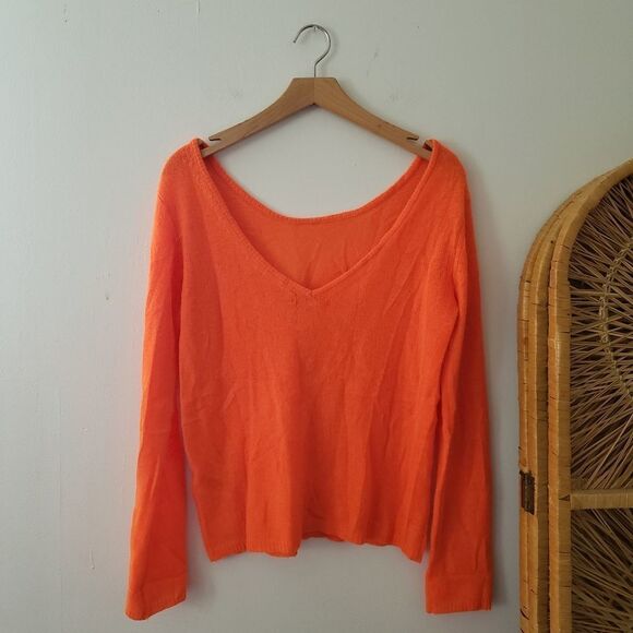Brodie Cashmere Orange Scoop Neck Sweater - Picture 7 of 7